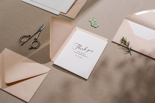 Thank you wedding day folded card (d18) - custom personalized name date card for officiant host priest pastor god parents moh mil 4.5x6.25"