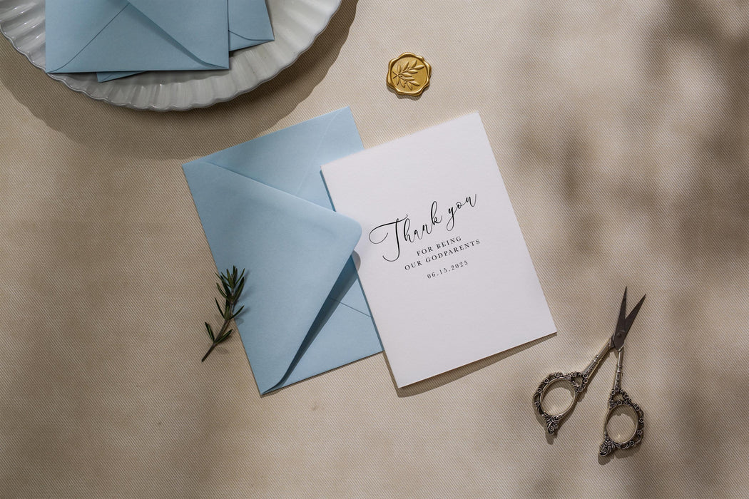 Thank you wedding day folded card (d18) - custom personalized name date card for officiant host priest pastor god parents moh mil 4.5x6.25"