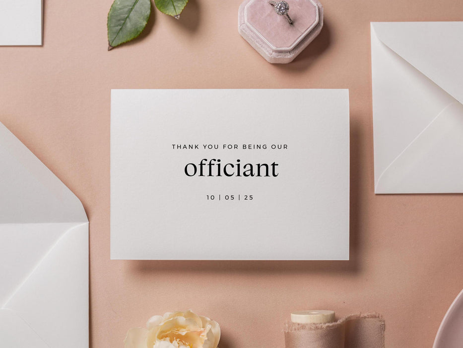 Thank you wedding day folded card (d16) - custom personalized thank you for marrying us card for officiant host priest pastor 4.5x6.25"