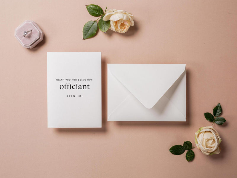 Thank you wedding day folded card (d16) - custom personalized thank you for marrying us card for officiant host priest pastor 4.5x6.25"
