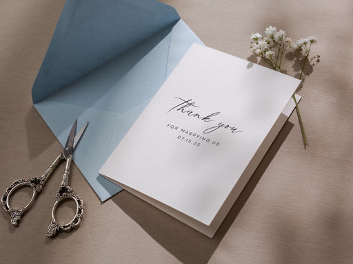 Thank you wedding day folded card (d15) - custom personalized thank you for marrying us card for officiant host priest pastor 4.5x6.25"