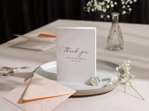 Thank you wedding day folded card (d15) - custom personalized thank you for marrying us card for officiant host priest pastor 4.5x6.25"