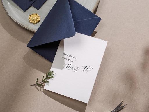Will you marry us? wedding day folded card (d11) - custom name personalized sponsor officiant godparent host blank cards 4.5x6.25"