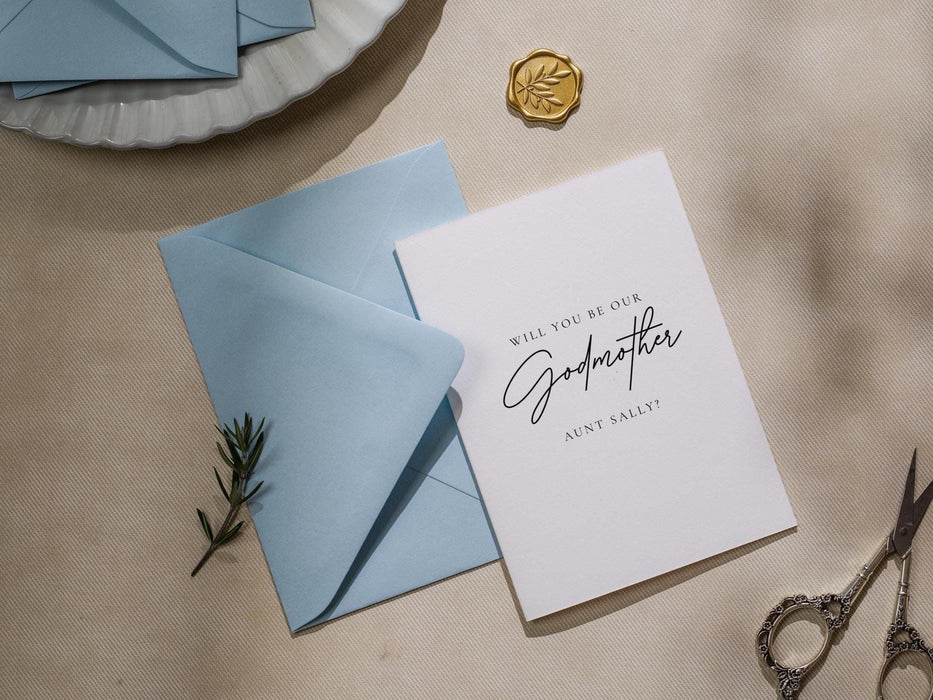 Will you be our? wedding day folded card (d14) - custom personalized name sponsor officiant godparent godmother godfather moh host 4.5x6.25"