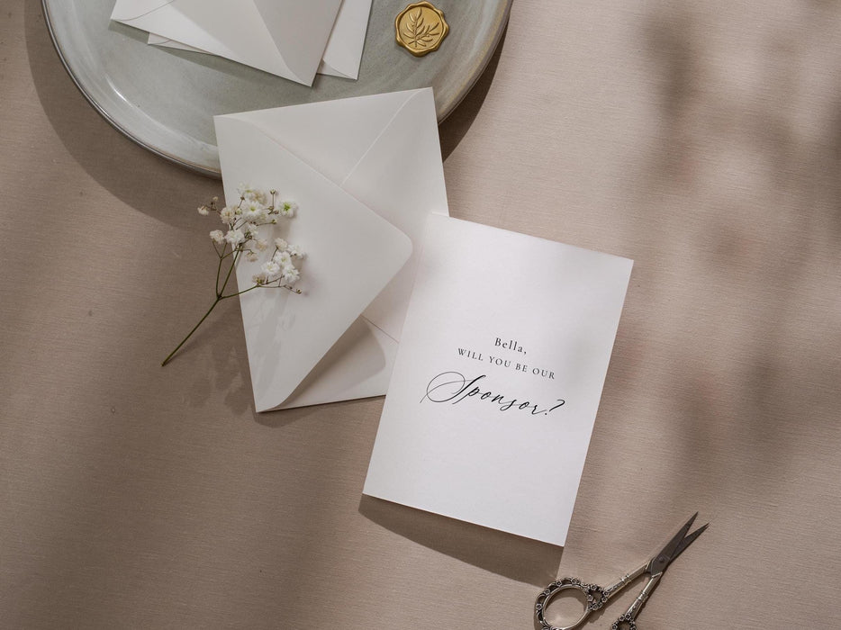 Will you be our? wedding day folded card (d13) - custom personalized sponsor officiant godparent host godmother godfather cards 4.5x6.25"