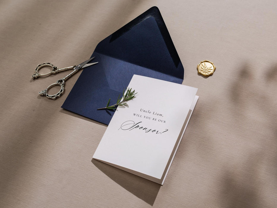 Will you be our? wedding day folded card (d13) - custom personalized sponsor officiant godparent host godmother godfather cards 4.5x6.25"