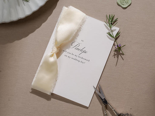 Will You Be My? Proposal Cards w/ Ribbon (D8) - Bridesmaid, Maid of Honor, Groomsman, Flower Girl, Officiant, Wedding Party, 4.5x6.25"