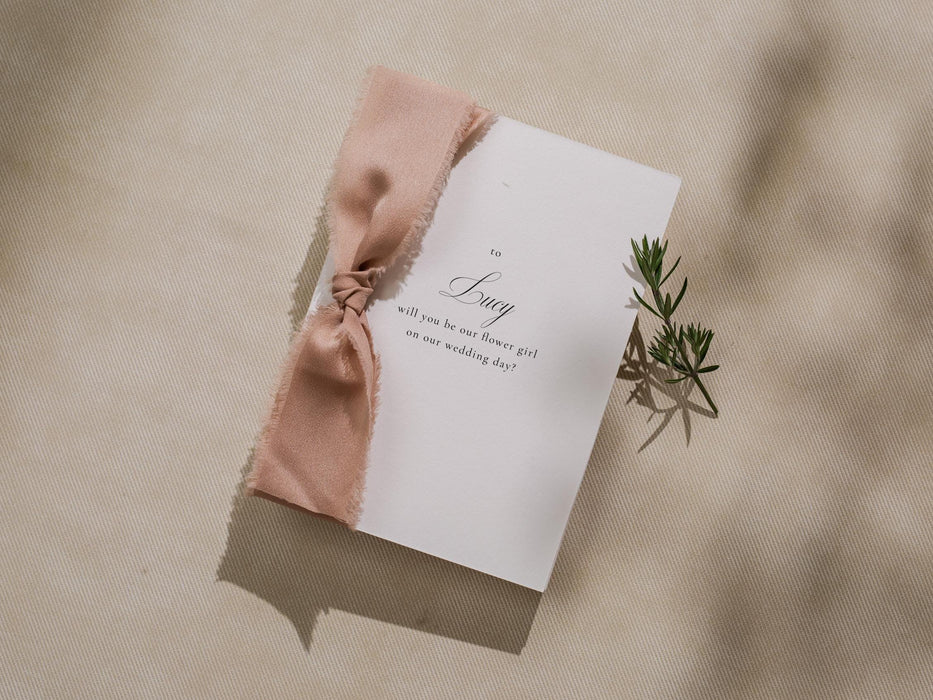 Will You Be My? Proposal Cards w/ Ribbon (D8) - Bridesmaid, Maid of Honor, Groomsman, Flower Girl, Officiant, Wedding Party, 4.5x6.25"