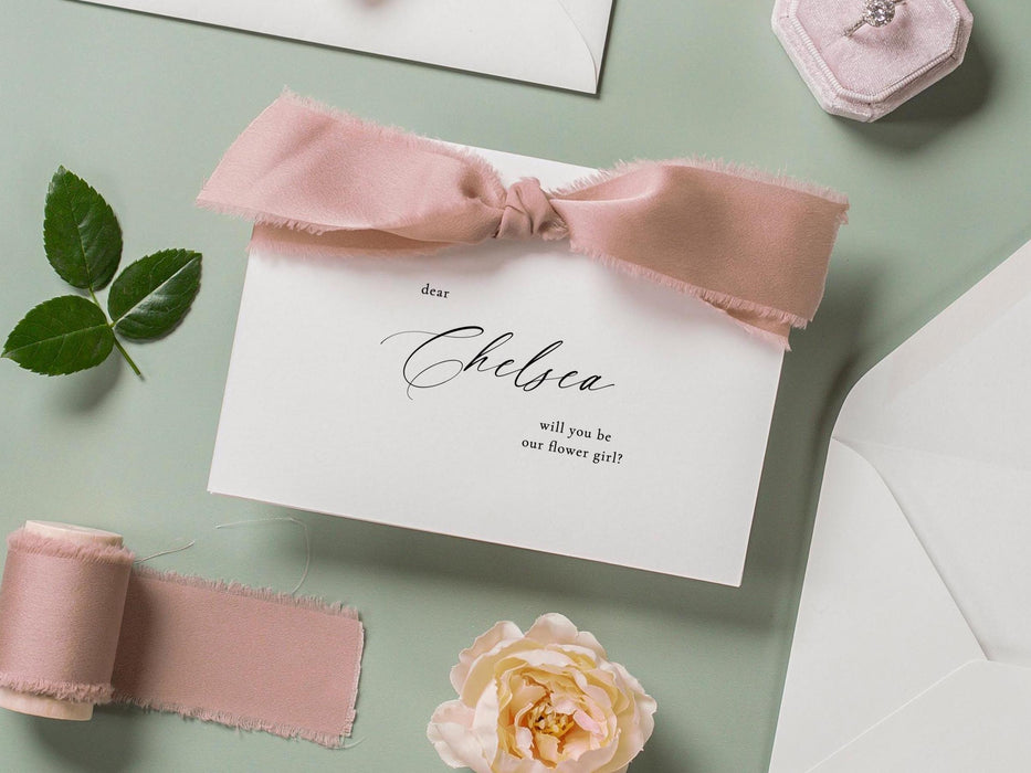 Will You Be My? Proposal Cards w/ Ribbon (D9) - Ring Bearer, Bridesmaid, Maid of Honor, Groomsmen, Officiant, Wedding Party, 4.5x6.25"