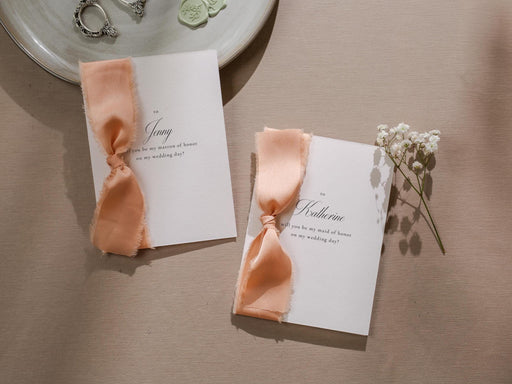 Will You Be My? Proposal Cards w/ Ribbon (D8) - Bridesmaid, Maid of Honor, Groomsman, Flower Girl, Officiant, Wedding Party, 4.5x6.25"
