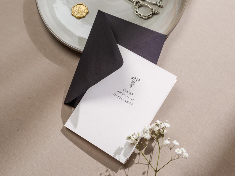 Will You Be My? Proposal Cards w/ Envelope (D6) - Bridesmaid, Maid of Honor, Groomsman, Flower Girl, Officiant, Wedding Party, 4.5x6.25"