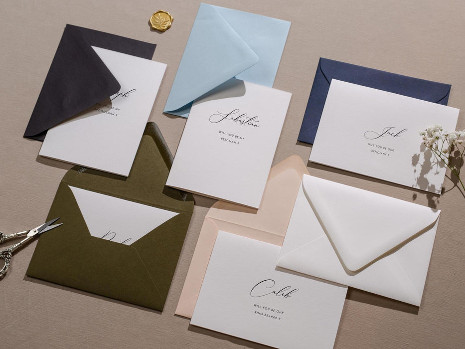 Will You Be My? Proposal Cards w/ Envelope (D7) - Flower Girl, Bridesmaid, Maid of Honor, Groomsmen, Matron of Honor, 4.5x6.25"