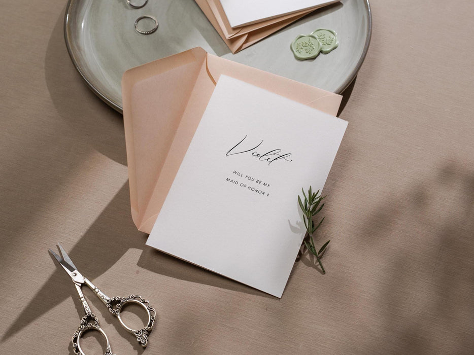 Will You Be My? Proposal Cards w/ Envelope (D7) - Flower Girl, Bridesmaid, Maid of Honor, Groomsmen, Matron of Honor, 4.5x6.25"