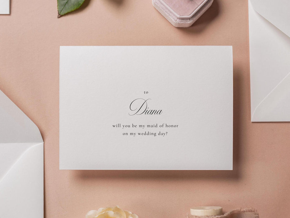 Will You Be My? Proposal Cards w/ Envelope (D8) - Bridesmaid, Maid of Honor, Groomsman, Flower Girl, Officiant, Wedding Party, 4.5x6.25"