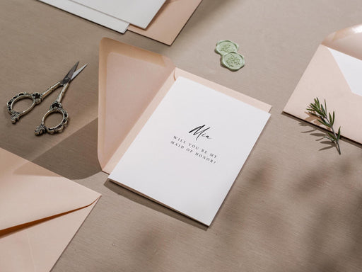 Will You Be My? Proposal Cards w/ Envelope (D10) - Bridesmaid, Maid of Honor, Groomsman, Flower Girl, Officiant, Wedding Party, 4.5x6.25"