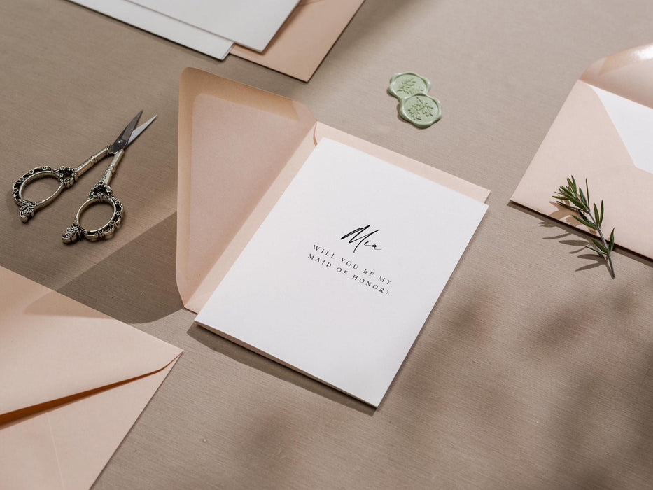 Will You Be My? Proposal Cards w/ Envelope (D10) - Bridesmaid, Maid of Honor, Groomsman, Flower Girl, Officiant, Wedding Party, 4.5x6.25"