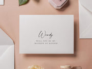 Will You Be My? Proposal Cards w/ Envelope (D10) - Bridesmaid, Maid of Honor, Groomsman, Flower Girl, Officiant, Wedding Party, 4.5x6.25"