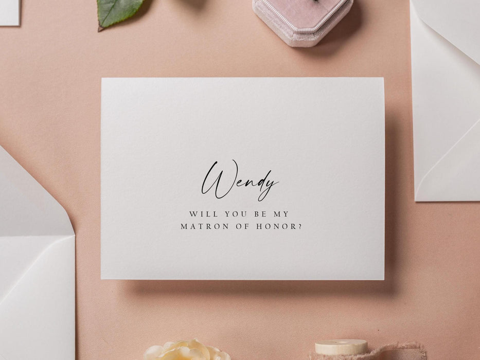 Will You Be My? Proposal Cards w/ Envelope (D10) - Bridesmaid, Maid of Honor, Groomsman, Flower Girl, Officiant, Wedding Party, 4.5x6.25"