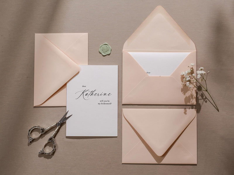 Will You Be My? Proposal Cards w/ Envelope (D9) - Flower Girl, Bridesmaid, Maid of Honor, Best Man, Officiant, Wedding Party