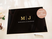 Wedding Guest Book Alternative (Black) w/ Optional 3D Monogram - Personalized Acrylic Plaque Guestbook, Wedding Reception Decor Signage