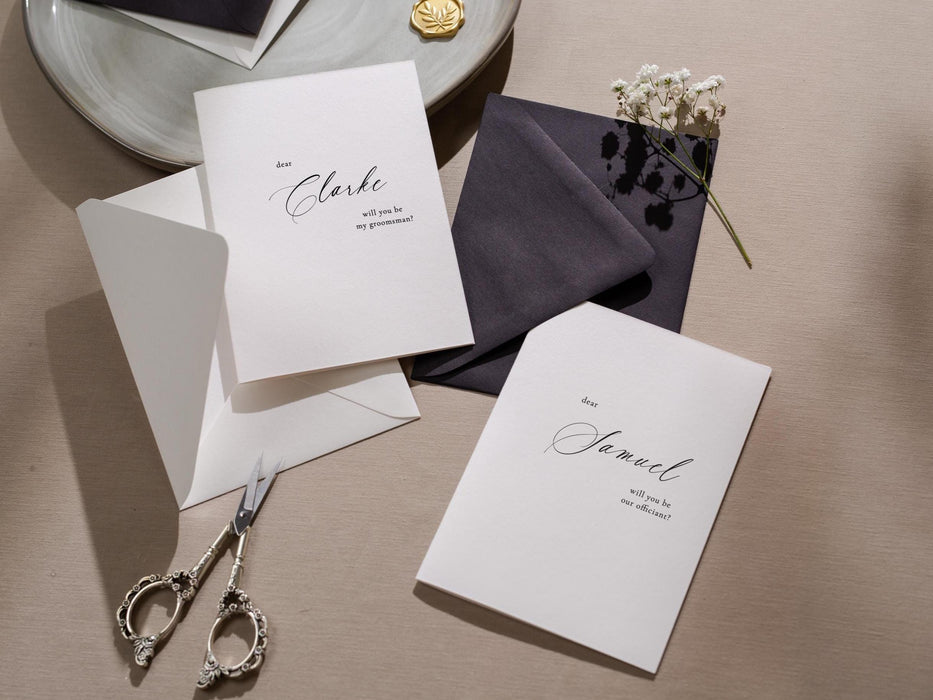 Will You Be My? Proposal Cards w/ Envelope (D8) - Bridesmaid, Maid of Honor, Groomsman, Flower Girl, Officiant, Wedding Party, 4.5x6.25"