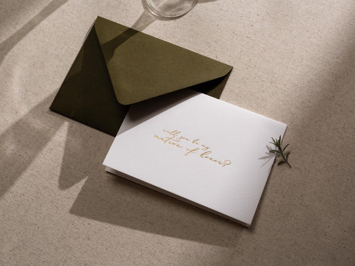 Gold Embossed Folded Card w/ Envelope (Matron) - Matron Of Honor Proposal Card Wedding Party Invitation Planning Stationery Essential