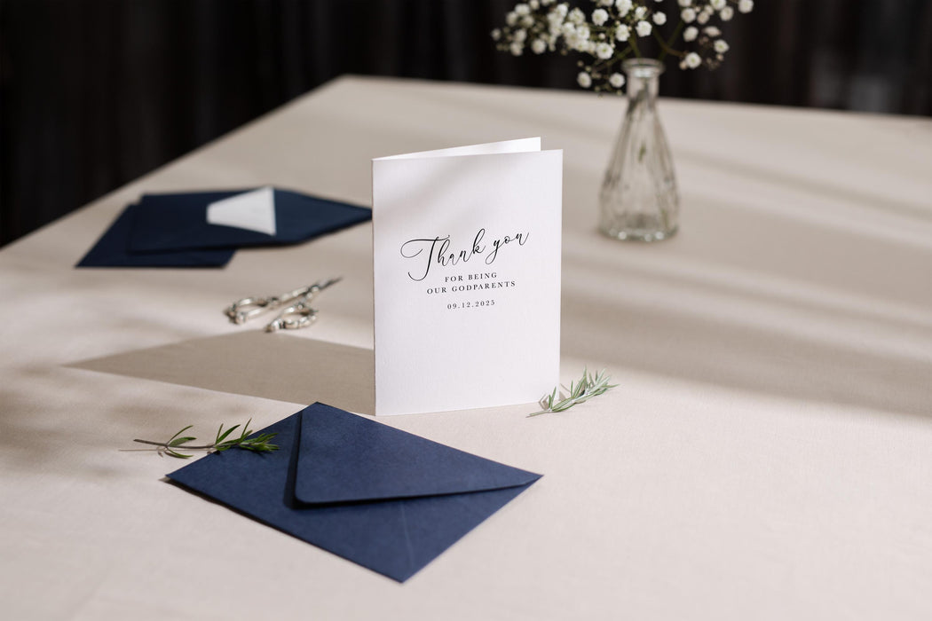 Thank you wedding day folded card (d18) - custom personalized name date card for officiant host priest pastor god parents moh mil 4.5x6.25"