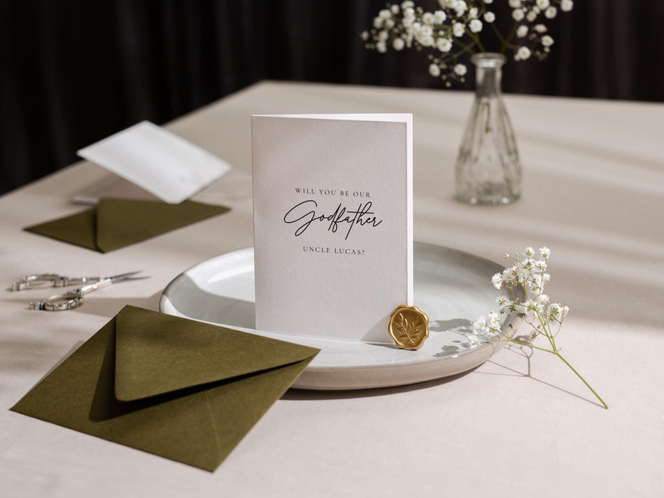 Will you be our? wedding day folded card (d14) - custom personalized name sponsor officiant godparent godmother godfather moh host 4.5x6.25"