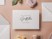 Will you be our? wedding day folded card (d14) - custom personalized name sponsor officiant godparent godmother godfather moh host 4.5x6.25"