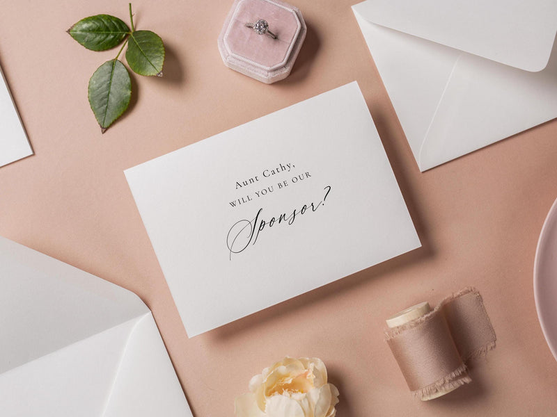 Will you be our? wedding day folded card (d13) - custom personalized sponsor officiant godparent host godmother godfather cards 4.5x6.25"
