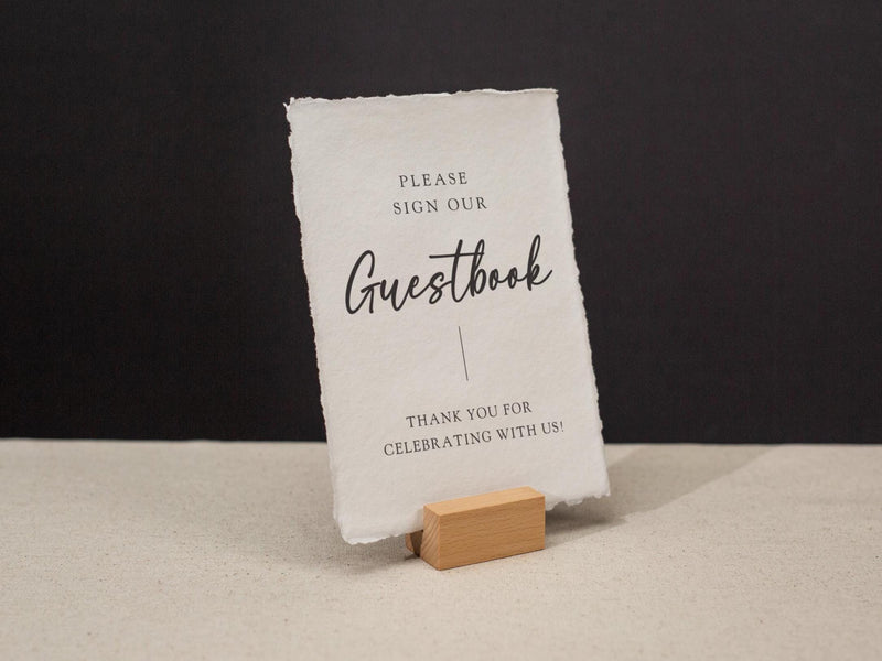 Guest Book Sign Deckle Edge Paper (Design 2) - Please Sign Our Guestbook Wedding Ceremony Reception Decor Signage Ready to Ship