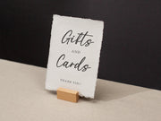 Gifts and Cards Sign Deckle Edge Paper (Design 5) - Gift Table Wedding Ceremony Reception Event Decor Signage Ready to Ship