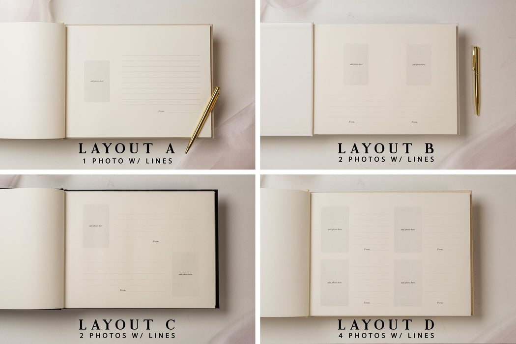 Interchangeable Photo Guest Book (D1) - 11.5 x 8.5 Custom Wedding Instax Polaroid Instant Pictures Signing Book Reception Party Scrapbook