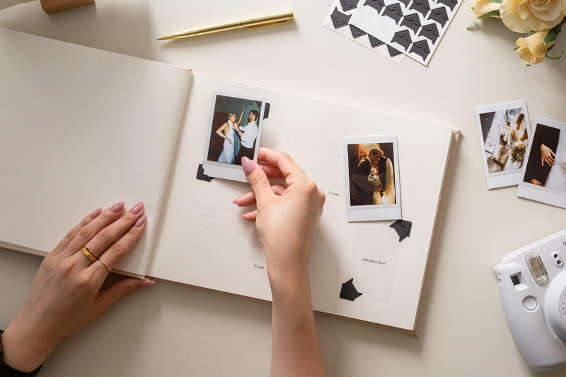 Interchangeable Photo Guest Book (D2) - 11.5 x 8.5 Custom Wedding Instax Polaroid Instant Pictures Signing Book Reception Party Scrapbook