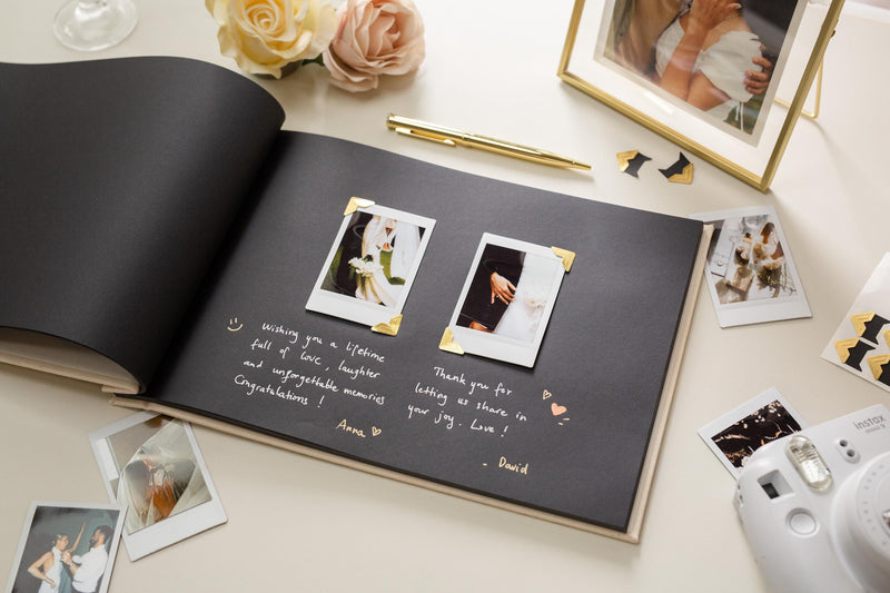 Interchangeable Photo Guest Book (D2) - 11.5 x 8.5 Custom Wedding Instax Polaroid Instant Pictures Signing Book Reception Party Scrapbook