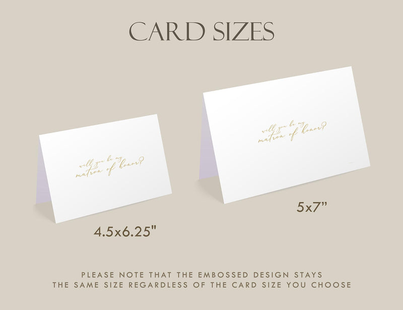 Gold Embossed Folded Card w/ Envelope (Matron) - Will You Be My Matron Of Honor Proposal Bridesmaid Request Card Letter Stationery Wedding