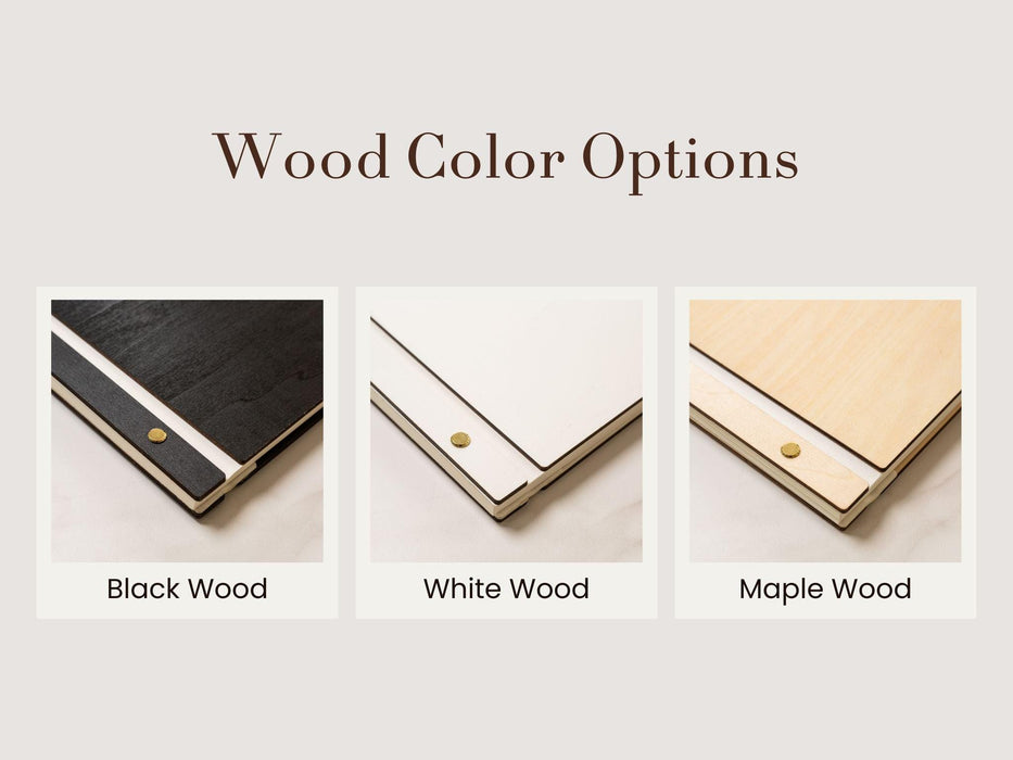 Wooden Luxe Photo Guest Book (D4) - 11.5 x 8.5 Diy Custom Wedding Instax Polaroid Instant Pictures Signing Book Reception Party Scrapbook