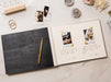 Wooden Luxe Photo Guest Book (D4) - 11.5 x 8.5 Diy Custom Wedding Instax Polaroid Instant Pictures Signing Book Reception Party Scrapbook
