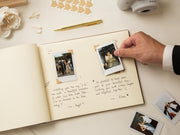 Engraved Premium Photo Guest Book (Design 2) - Wooden Floral Wedding Guest Album, Bridal Shower Photo Memory Book for Instax Mini Photos