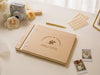 Engraved Premium Photo Guest Book (Design 2) - Wooden Floral Wedding Guest Album, Bridal Shower Photo Memory Book for Instax Mini Photos