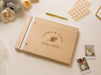 Engraved Premium Photo Guest Book (Design 2) - Wooden Floral Wedding Guest Album, Bridal Shower Photo Memory Book for Instax Mini Photos
