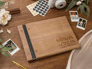 Engraved Premium Photo Guest Book (Design 4) - Wooden Personalized Wedding Album, Minimal Photo Guest Book for Mini Instant Film Photos