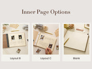 Engraved Premium Photo Guest Book (Design 2) - Wooden Floral Wedding Guest Album, Bridal Shower Photo Memory Book for Instax Mini Photos