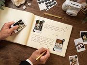 Engraved Premium Photo Guest Book (Design 4) - Wooden Personalized Wedding Album, Minimal Photo Guest Book for Mini Instant Film Photos