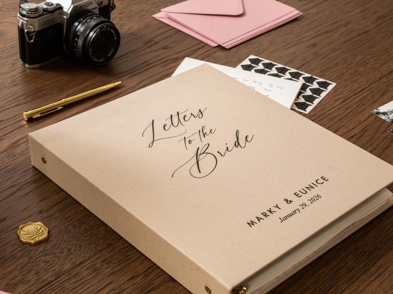 Letters to the Bride Scrapbook Binder - Custom Linen Bachelorette Bridal Shower Linen Guestbook Wedding Keepsake Gift Optional 4x6 Envelopes