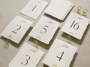 Set of 10 Deckle Edge Table Numbers - Ready to Ship with Optional Stands, Wedding Reception Event Signage, Minimalist Table Setting, 5x7
