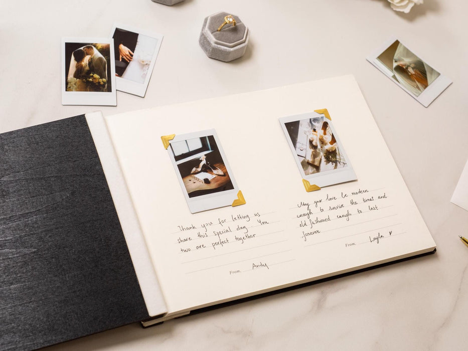 Wooden Luxe Photo Guest Book (D3) - Personalized Letters To The Bride Guestbook Memory Keepsake Album for Bride-to-be Gift Bridal Shower