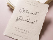 Printed Deckled Edge Save-the-Date Cards (D5) - 5x7 Custom Cards Stationary on Raw Edge Cotton Paper for Weddings, W/ Optional A7 Envelopes