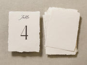 Set of 10 Deckle Edge Table Numbers - Ready to Ship with Optional Stands, Wedding Reception Event Signage, Minimalist Table Setting, 5x7