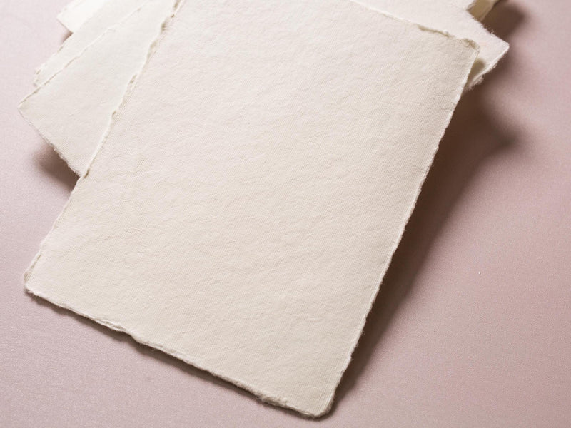 Printed Deckled Edge Save-the-Date Cards (D5) - 5x7 Custom Cards Stationary on Raw Edge Cotton Paper for Weddings, W/ Optional A7 Envelopes